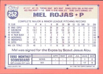 1991 Topps - Collector's Edition (Tiffany) #252 Mel Rojas Back