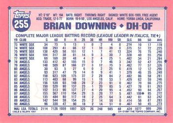 1991 Topps - Collector's Edition (Tiffany) #255 Brian Downing Back