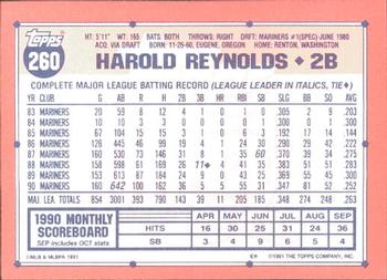 1991 Topps - Collector's Edition (Tiffany) #260 Harold Reynolds Back