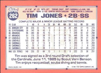 1991 Topps - Collector's Edition (Tiffany) #262 Tim Jones Back