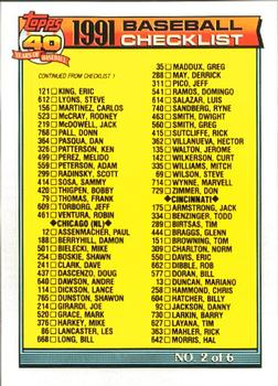 1991 Topps - Collector's Edition (Tiffany) #263 Checklist 2 of 6 Front