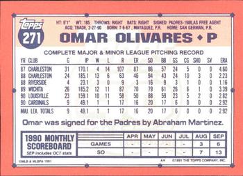 1991 Topps - Collector's Edition (Tiffany) #271 Omar Olivares Back