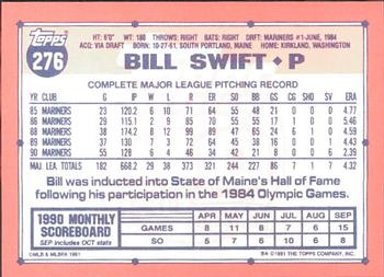1991 Topps - Collector's Edition (Tiffany) #276 Bill Swift Back
