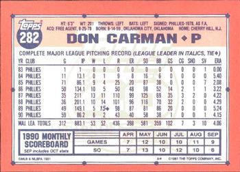 1991 Topps - Collector's Edition (Tiffany) #282 Don Carman Back
