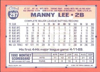 1991 Topps - Collector's Edition (Tiffany) #297 Manny Lee Back