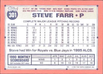 1991 Topps - Collector's Edition (Tiffany) #301 Steve Farr Back