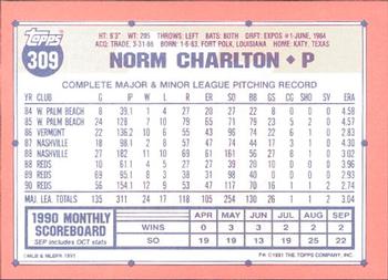 1991 Topps - Collector's Edition (Tiffany) #309 Norm Charlton Back
