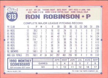 1991 Topps - Collector's Edition (Tiffany) #313 Ron Robinson Back