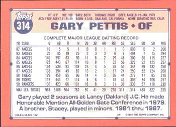 1991 Topps - Collector's Edition (Tiffany) #314 Gary Pettis Back