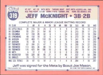1991 Topps - Collector's Edition (Tiffany) #319 Jeff McKnight Back