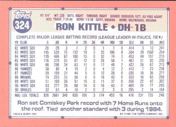 1991 Topps - Collector's Edition (Tiffany) #324 Ron Kittle Back