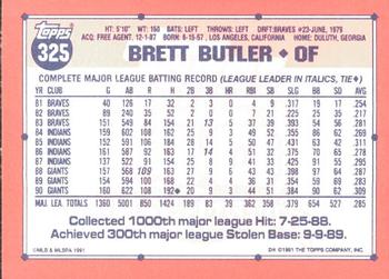1991 Topps - Collector's Edition (Tiffany) #325 Brett Butler Back