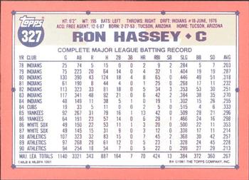 1991 Topps - Collector's Edition (Tiffany) #327 Ron Hassey Back