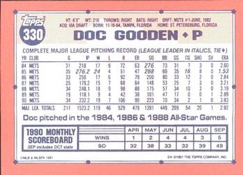 1991 Topps - Collector's Edition (Tiffany) #330 Doc Gooden Back
