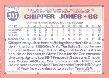 1991 Topps - Collector's Edition (Tiffany) #333 Chipper Jones Back