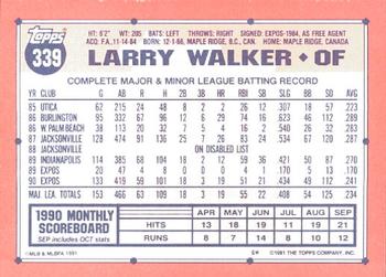 1991 Topps - Collector's Edition (Tiffany) #339 Larry Walker Back
