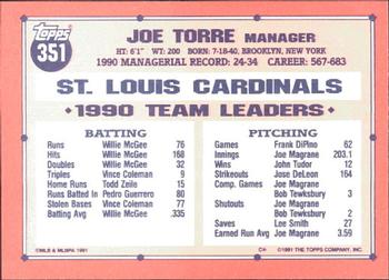 1991 Topps - Collector's Edition (Tiffany) #351 Joe Torre Back