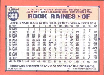 1991 Topps - Collector's Edition (Tiffany) #360 Rock Raines Back