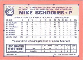 1991 Topps - Collector's Edition (Tiffany) #365 Mike Schooler Back
