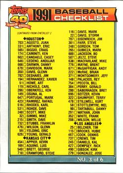 1991 Topps - Collector's Edition (Tiffany) #366 Checklist 3 of 6 Front