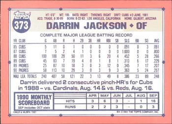 1991 Topps - Collector's Edition (Tiffany) #373 Darrin Jackson Back