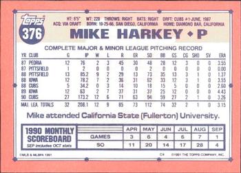 1991 Topps - Collector's Edition (Tiffany) #376 Mike Harkey Back