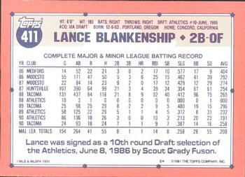 1991 Topps - Collector's Edition (Tiffany) #411 Lance Blankenship Back