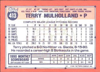 1991 Topps - Collector's Edition (Tiffany) #413 Terry Mulholland Back