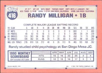 1991 Topps - Collector's Edition (Tiffany) #416 Randy Milligan Back