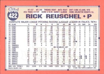 1991 Topps - Collector's Edition (Tiffany) #422 Rick Reuschel Back