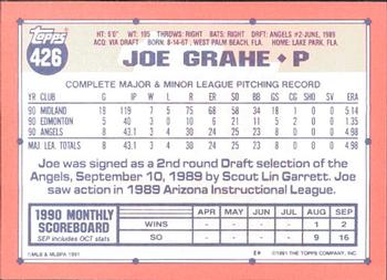1991 Topps - Collector's Edition (Tiffany) #426 Joe Grahe Back