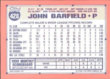 1991 Topps - Collector's Edition (Tiffany) #428 John Barfield Back