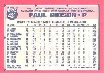 1991 Topps - Collector's Edition (Tiffany) #431 Paul Gibson Back