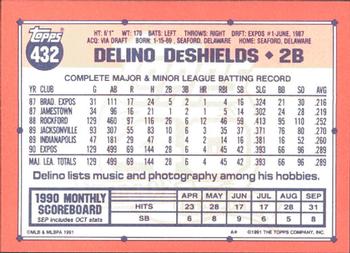 1991 Topps - Collector's Edition (Tiffany) #432 Delino DeShields Back