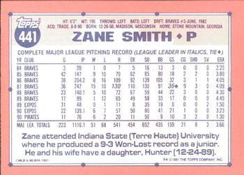 1991 Topps - Collector's Edition (Tiffany) #441 Zane Smith Back