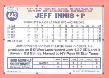 1991 Topps - Collector's Edition (Tiffany) #443 Jeff Innis Back