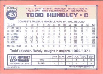 1991 Topps - Collector's Edition (Tiffany) #457 Todd Hundley Back