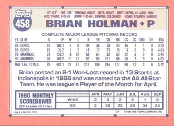 1991 Topps - Collector's Edition (Tiffany) #458 Brian Holman Back