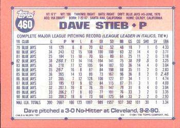1991 Topps - Collector's Edition (Tiffany) #460 Dave Stieb Back