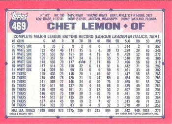 1991 Topps - Collector's Edition (Tiffany) #469 Chet Lemon Back