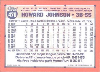 1991 Topps - Collector's Edition (Tiffany) #470 Howard Johnson Back
