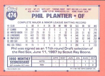 1991 Topps - Collector's Edition (Tiffany) #474 Phil Plantier Back