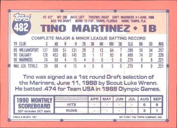 1991 Topps - Collector's Edition (Tiffany) #482 Tino Martinez Back