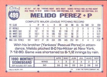 1991 Topps - Collector's Edition (Tiffany) #499 Melido Perez Back