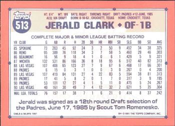 1991 Topps - Collector's Edition (Tiffany) #513 Jerald Clark Back