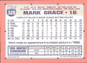 1991 Topps - Collector's Edition (Tiffany) #520 Mark Grace Back