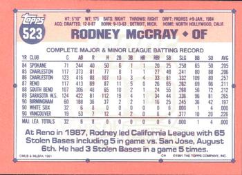 1991 Topps - Collector's Edition (Tiffany) #523 Rodney McCray Back