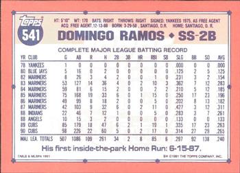 1991 Topps - Collector's Edition (Tiffany) #541 Domingo Ramos Back