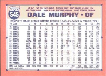 1991 Topps - Collector's Edition (Tiffany) #545 Dale Murphy Back