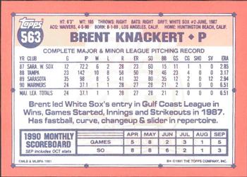1991 Topps - Collector's Edition (Tiffany) #563 Brent Knackert Back